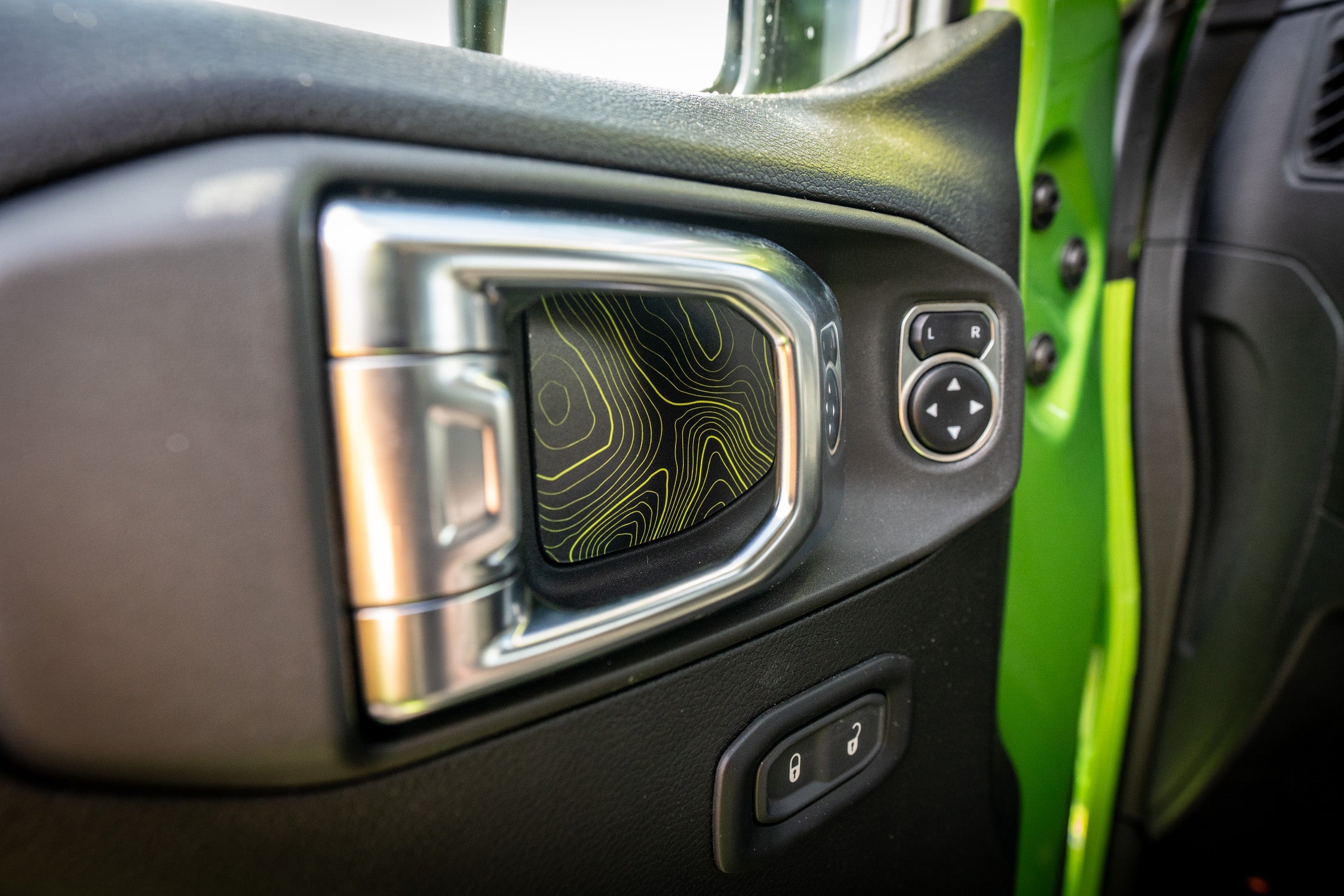 Topographic Map Interior Door Cup Overlays - 2018+ Wrangler JL / Gladiator JT StickerFab