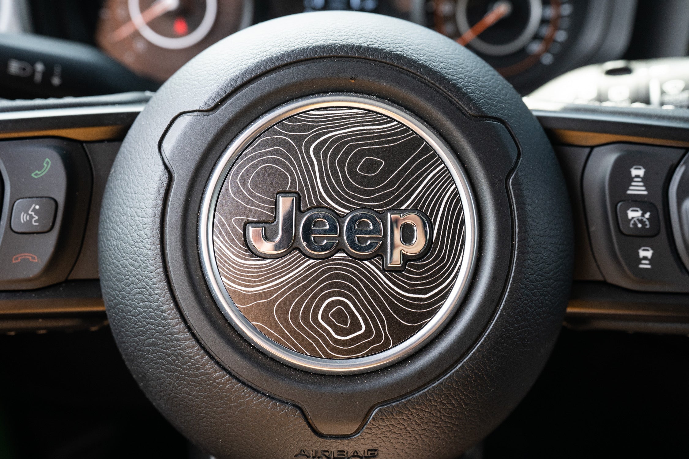 Topographic Steering Wheel Overlays - 2018+ Wrangler JL / Gladiator JT StickerFab