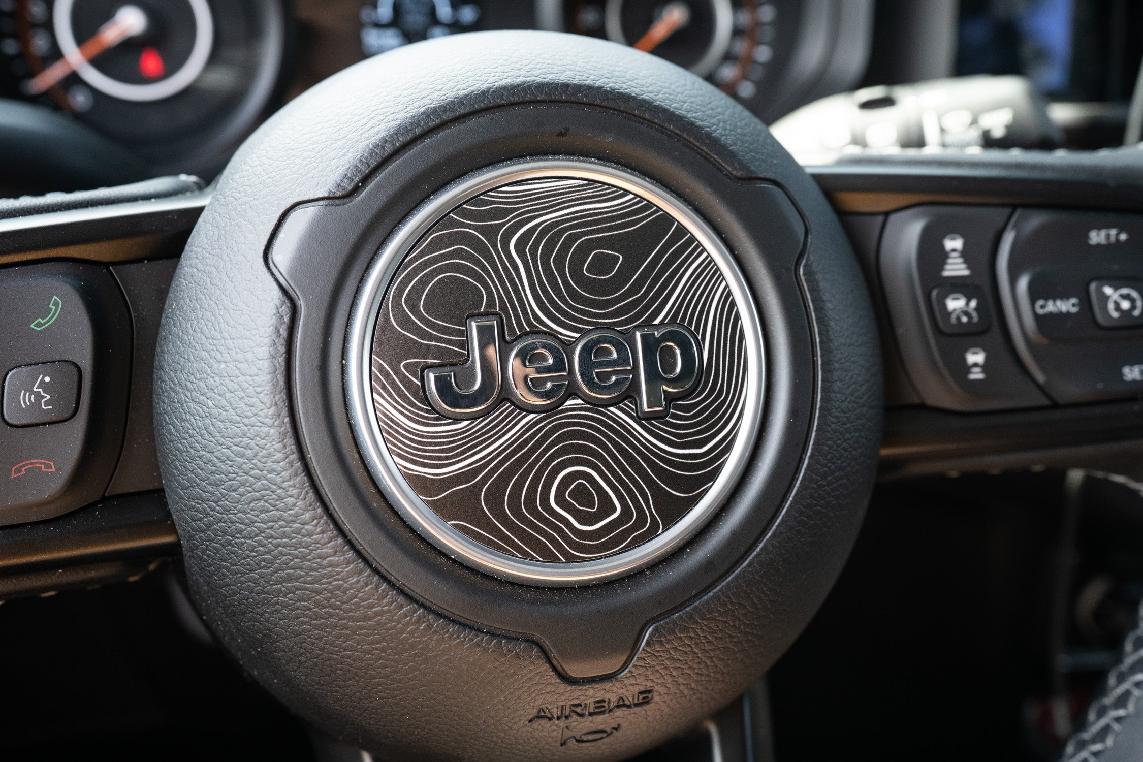 Topographic Steering Wheel Overlays - 2018+ Wrangler JL / Gladiator JT StickerFab