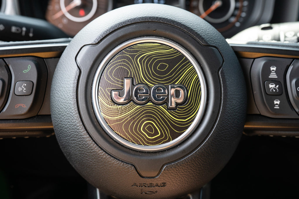 Topographic Steering Wheel Overlays - 2018+ Wrangler JL / Gladiator JT StickerFab