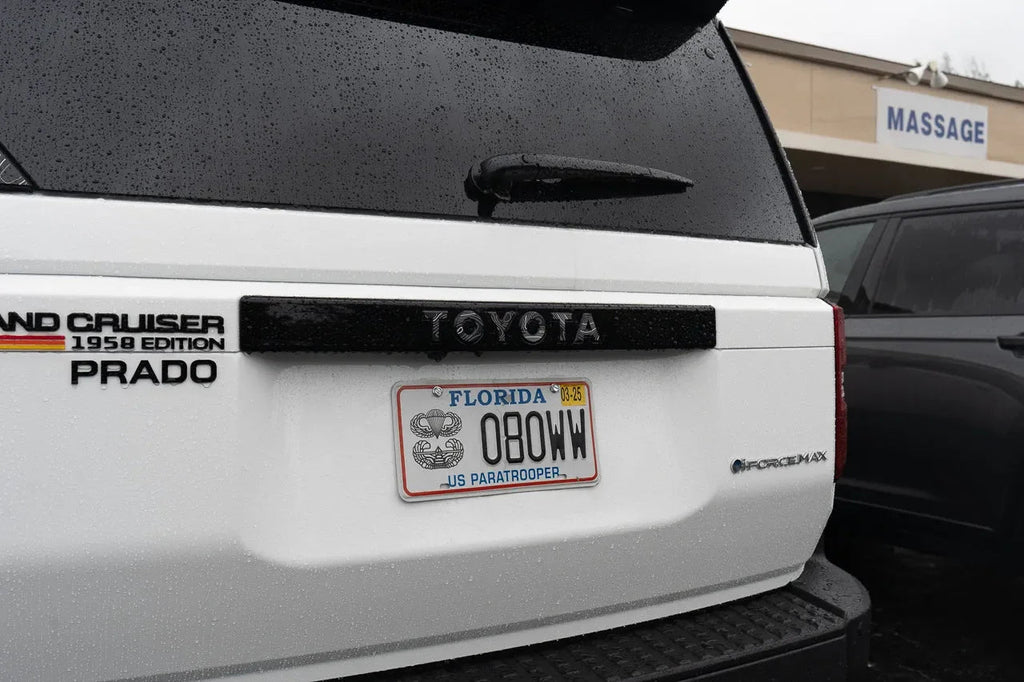 "TOYOTA" Topo Rear Tailgate Emblem Overlays - 2024+ Land Cruiser StickerFab