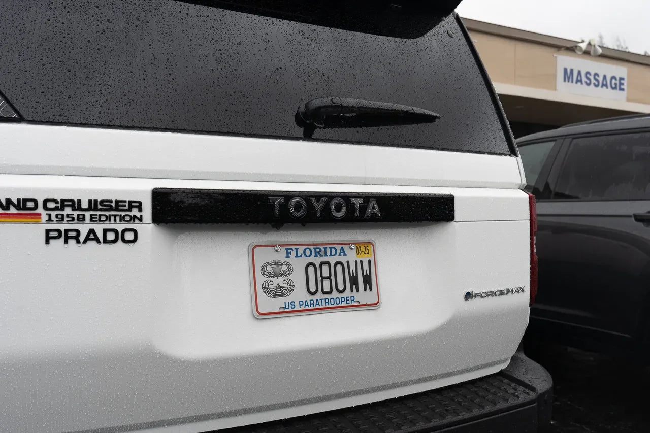"TOYOTA" Topo Rear Tailgate Emblem Overlays - 2024+ Land Cruiser StickerFab