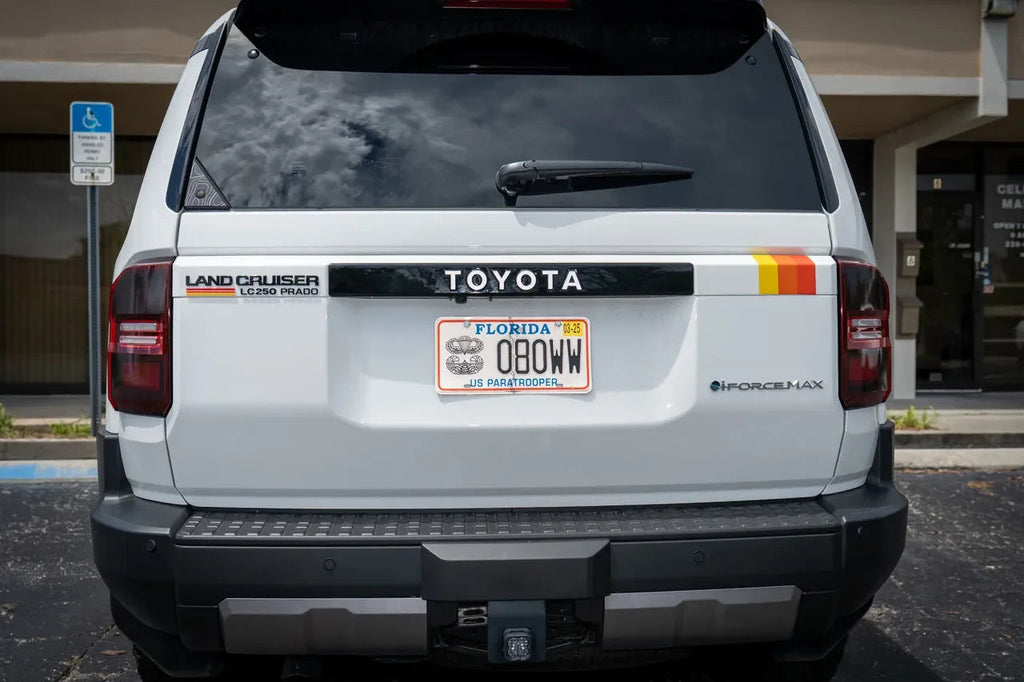 TOYOTA Emergency Reflective Rear Tailgate Emblem Overlays - 2024+ Land Cruiser StickerFab
