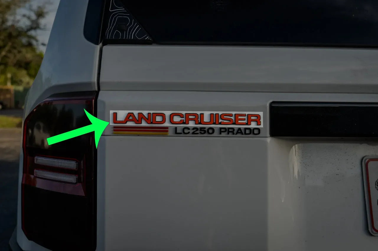 "Land Cruiser" Rear Tailgate Emblem Overlays - 2024+ Land Cruiser StickerFab