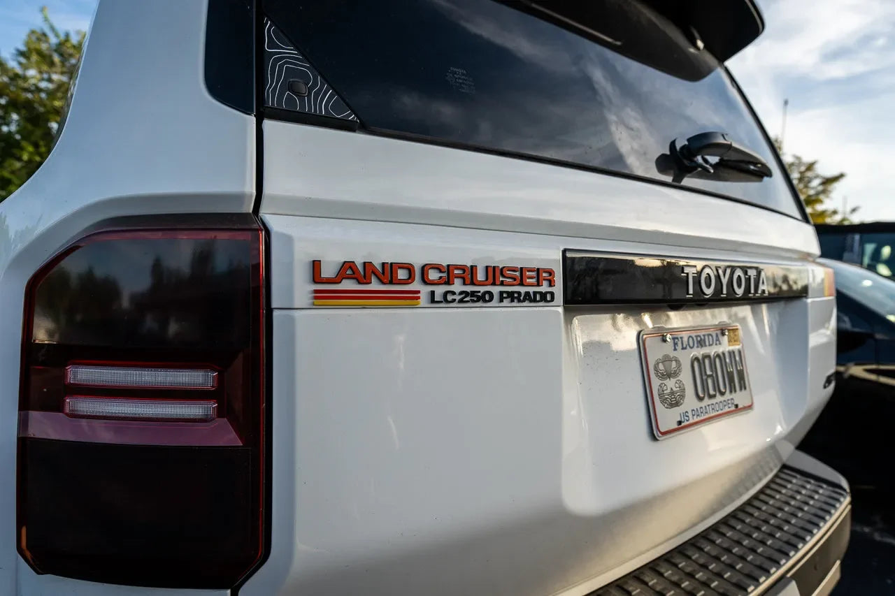 "Land Cruiser" Rear Tailgate Emblem Overlays - 2024+ Land Cruiser StickerFab