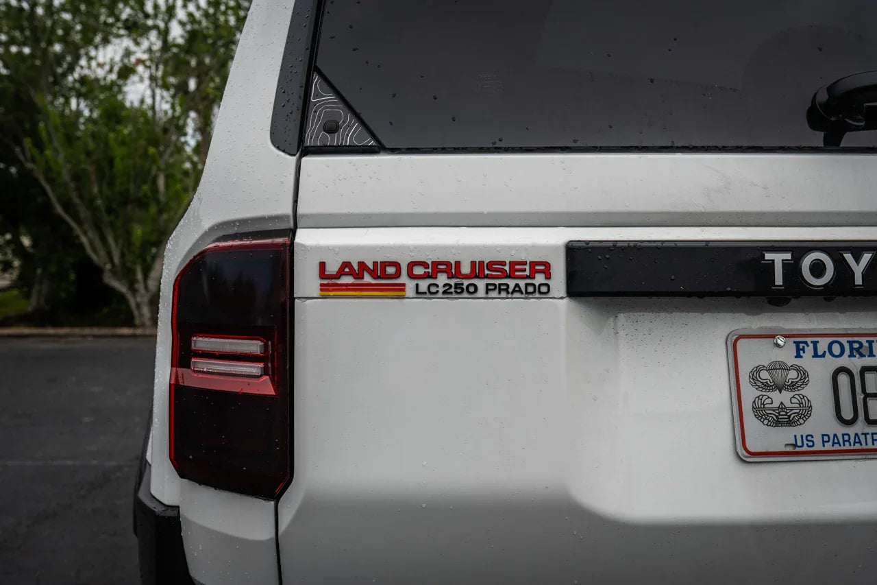 "Land Cruiser" Rear Tailgate Emblem Overlays - 2024+ Land Cruiser StickerFab