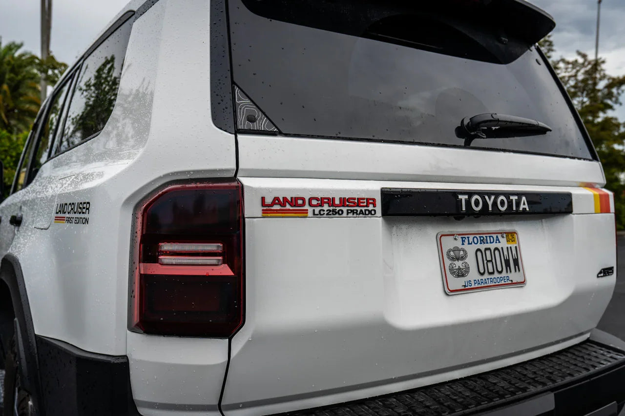 "Land Cruiser" Rear Tailgate Emblem Overlays - 2024+ Land Cruiser StickerFab