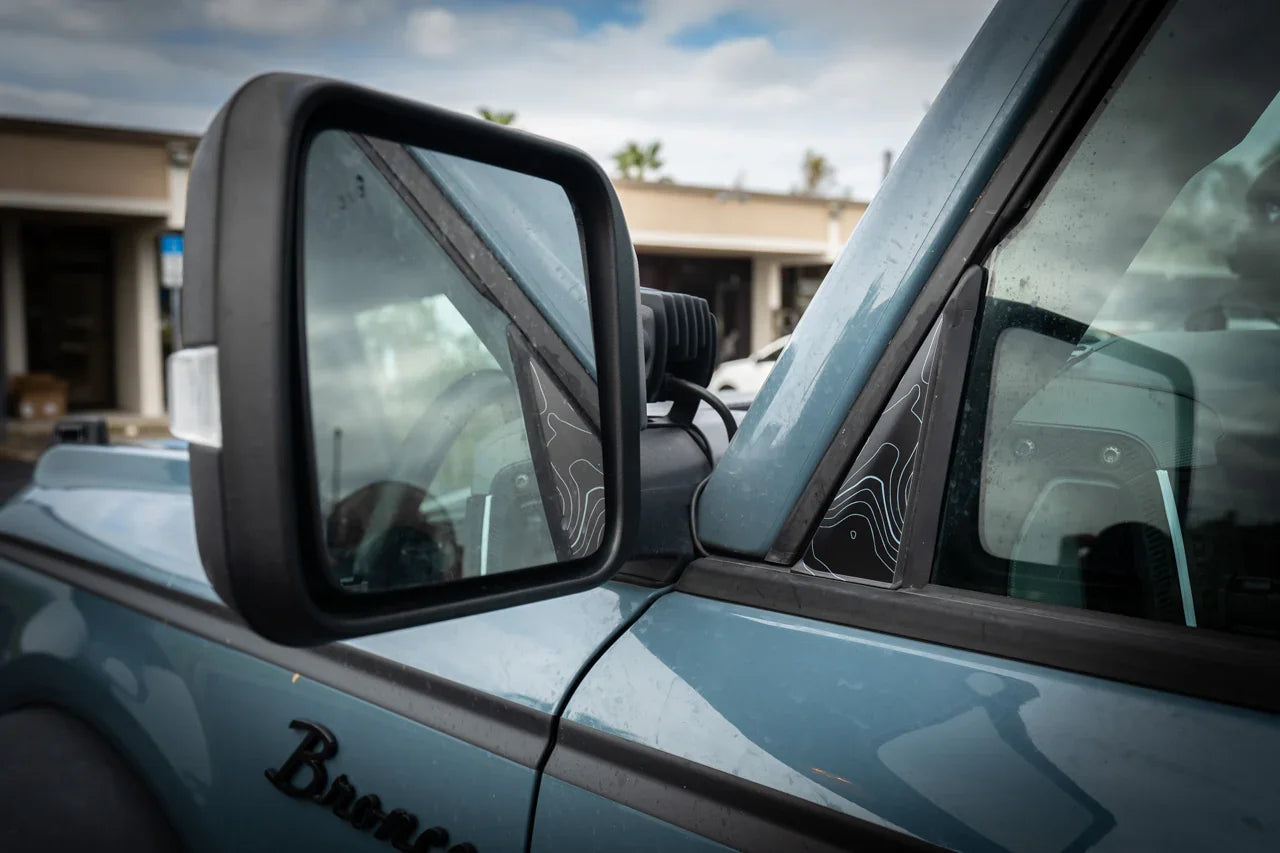 Topo Front Window Triangle Overlay (Printed Series) - 2021+ Bronco 4 Door StickerFab