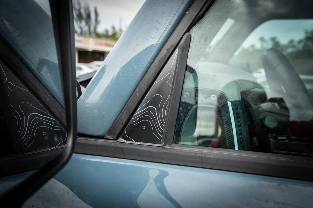 Topo Front Window Triangle Overlay (Printed Series) - 2021+ Bronco 4 Door StickerFab