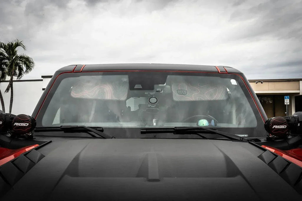 Topo Interior Sun Visor Overlays (Printed Series) - 2021+ Bronco (with Homelink) StickerFab