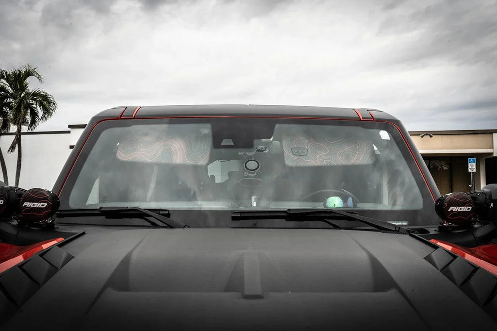 Topo Interior Sun Visor Overlays (Printed Series) - 2021+ Bronco (NO Homelink) StickerFab