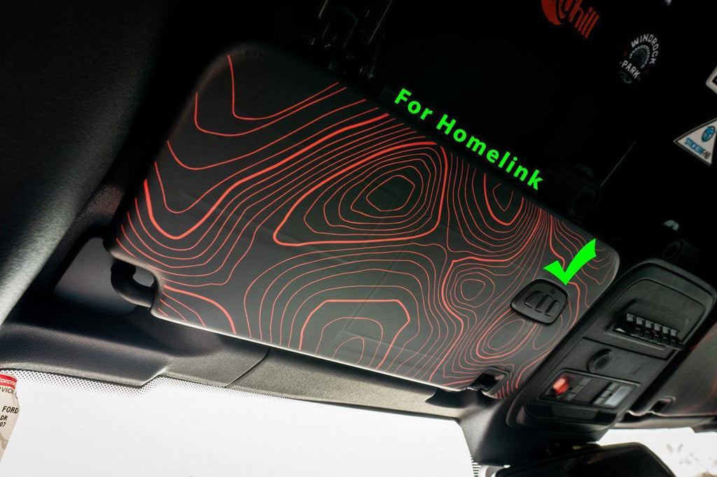 Topo Interior Sun Visor Overlays (Printed Series) - 2021+ Bronco (with Homelink) StickerFab
