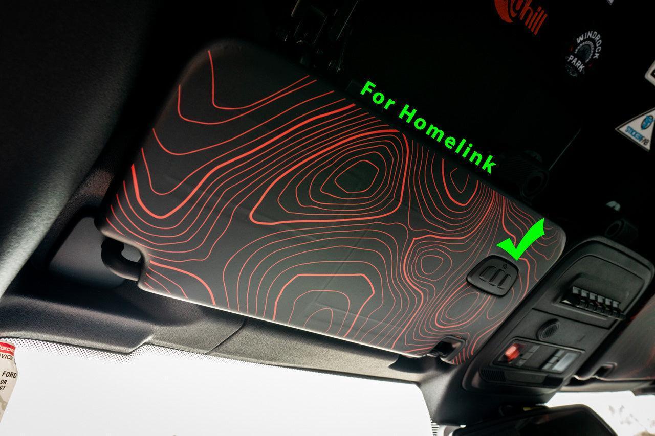 Topo Interior Sun Visor Overlays (Printed Series) - 2021+ Bronco (with Homelink) StickerFab