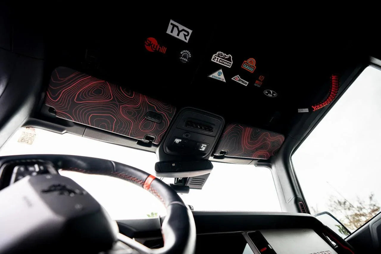 Topo Interior Sun Visor Overlays (Printed Series) - 2021+ Bronco (with Homelink) StickerFab