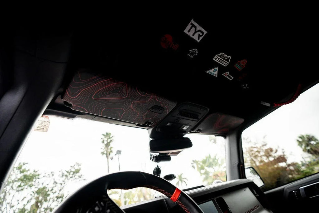 Topo Interior Sun Visor Overlays (Printed Series) - 2021+ Bronco (with Homelink) StickerFab
