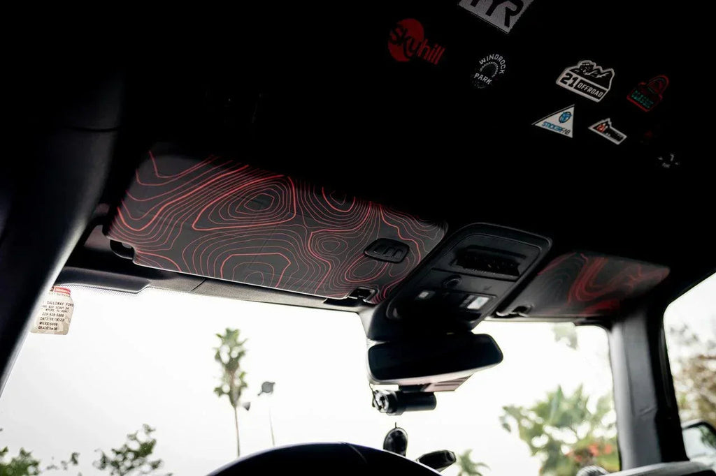 Topographic Map Sun Visor Overlays - 2018+ Wrangler JL / Gladiator JT StickerFab