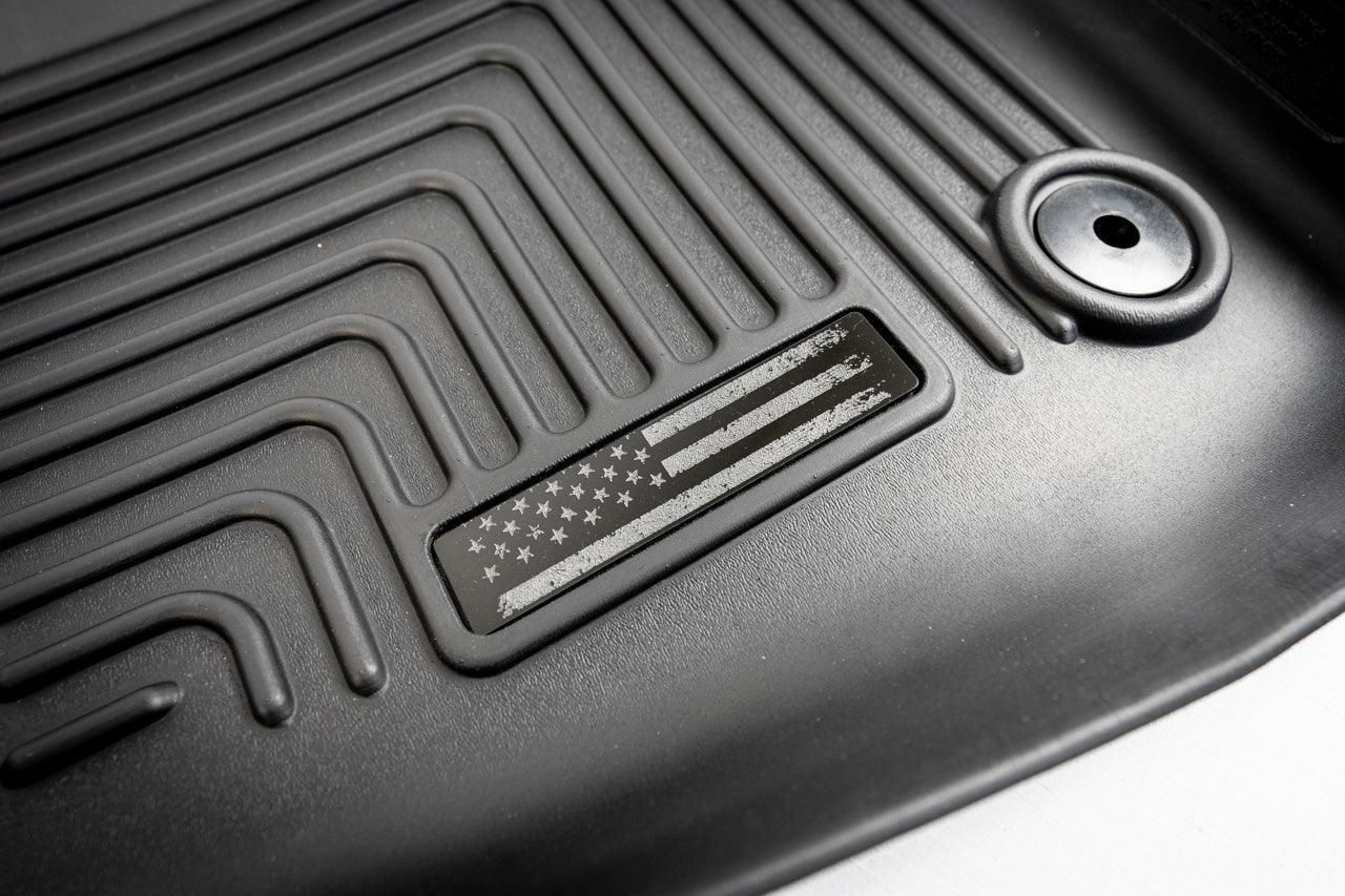 Distressed American Flag Husky Floor Mat Logo (Etched Acrylic) - Universal StickerFab