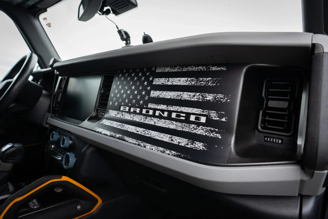 Freedom Series American Flag Dash Overlay - 2021+ Bronco StickerFab