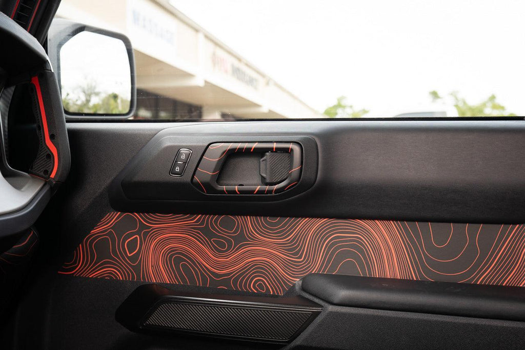 Topo Interior Door Handle Overlays - 2021+ Bronco StickerFab