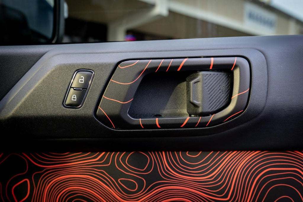 Topo Interior Door Handle Overlays - 2021+ Bronco StickerFab