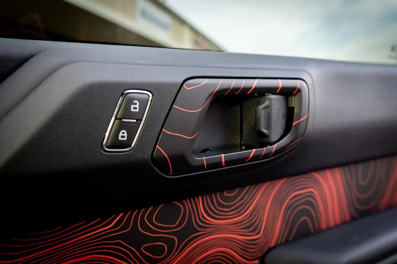 Topo Interior Door Handle Overlays - 2021+ Bronco StickerFab