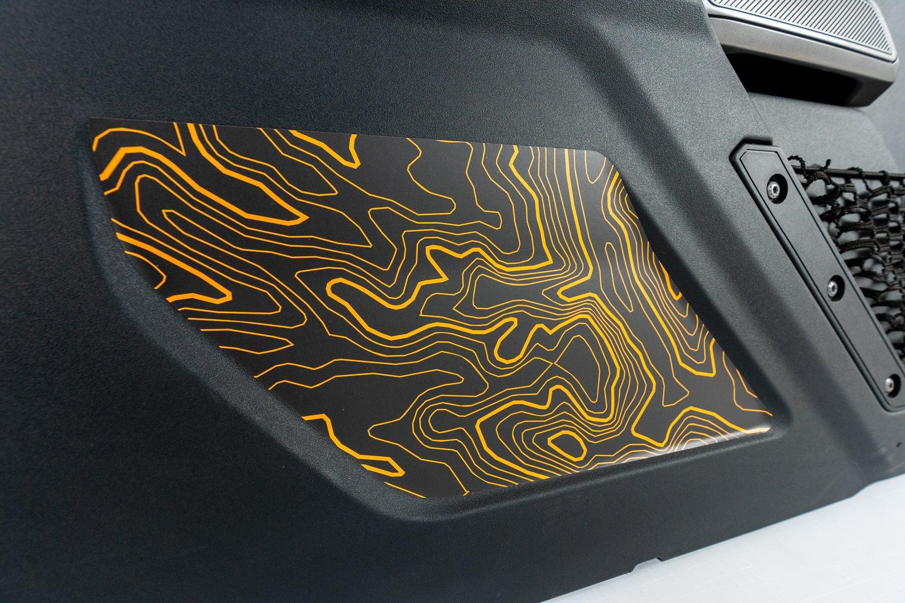 Topo Interior Lower Door Card Insert Overlays (Printed Series) - 2021+ Bronco 2 Door StickerFab