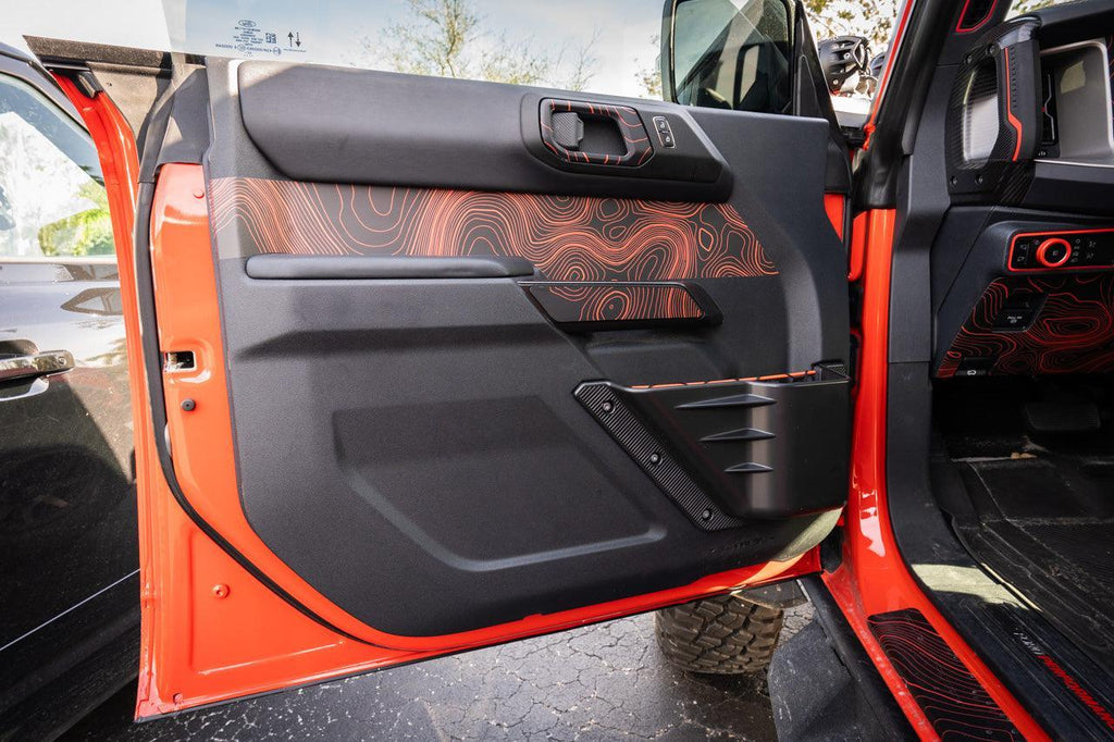 Topo Interior Front Door Grab Handle Overlay Kit (Printed + Laser Series) - 2021+ Bronco StickerFab