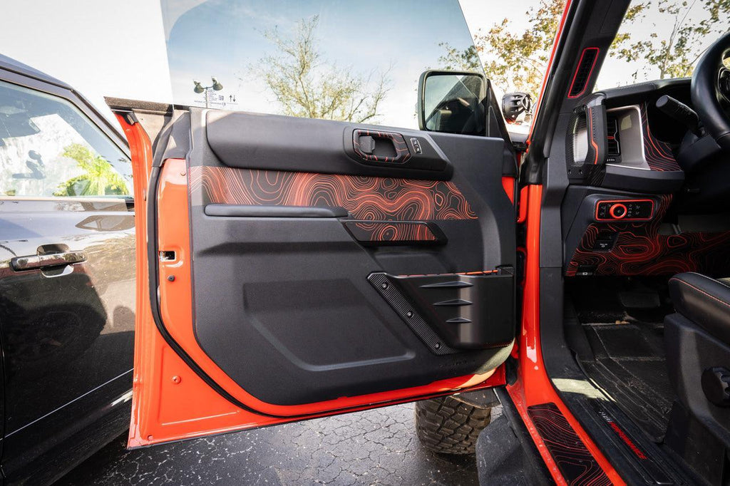 Topo Interior Front Door Grab Handle Overlay Kit (Printed + Laser Series) - 2021+ Bronco StickerFab