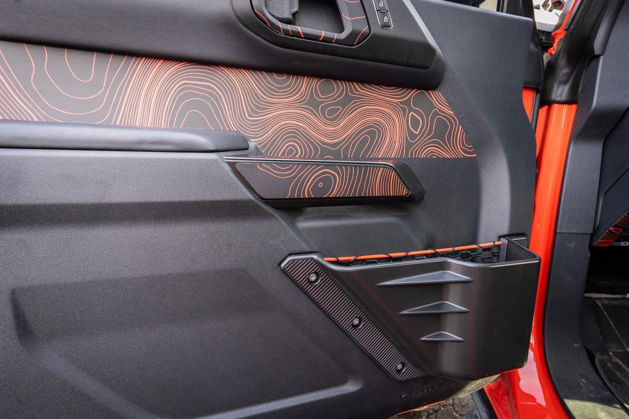 Topo Interior Front Door Grab Handle Overlay Kit (Printed + Laser Series) - 2021+ Bronco StickerFab