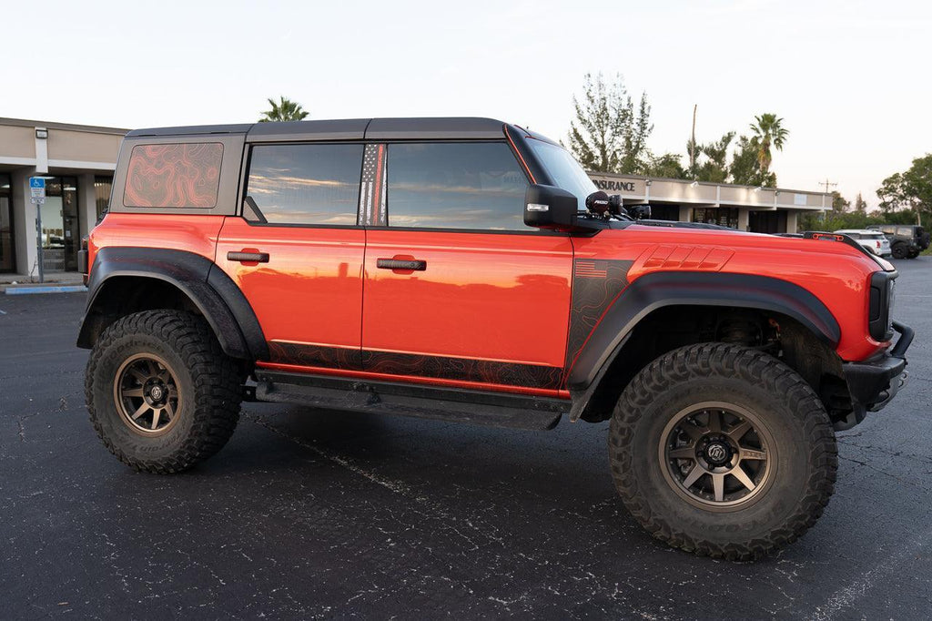Topo Hardtop Side Window Overlays - 2021+ Bronco 4 Door StickerFab