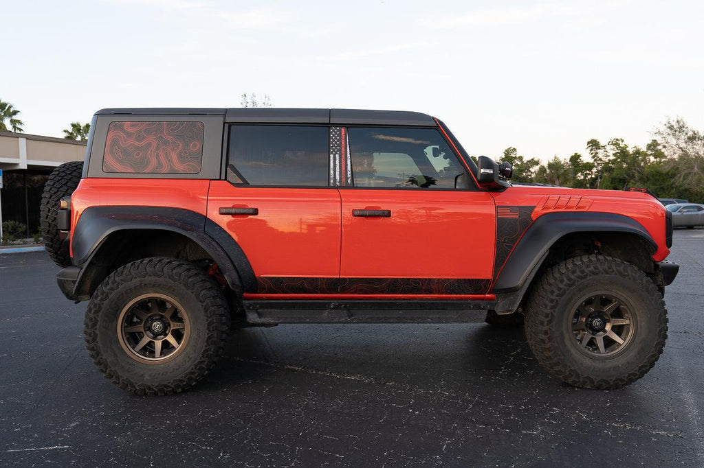 Topo Hardtop Side Window Overlays - 2021+ Bronco 4 Door StickerFab