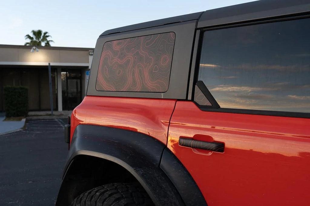 Topo Hardtop Side Window Overlays - 2021+ Bronco 4 Door StickerFab