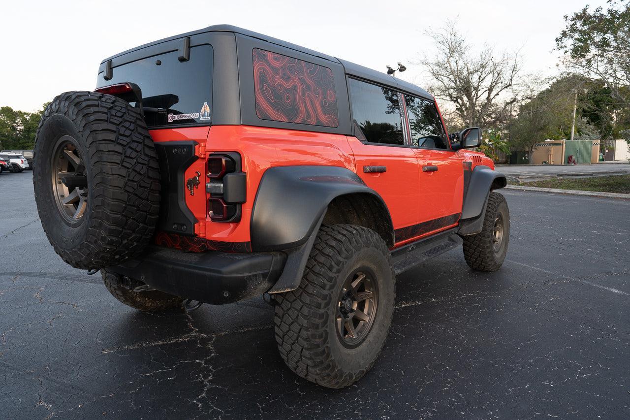 Topo Hardtop Side Window Overlays - 2021+ Bronco 4 Door StickerFab