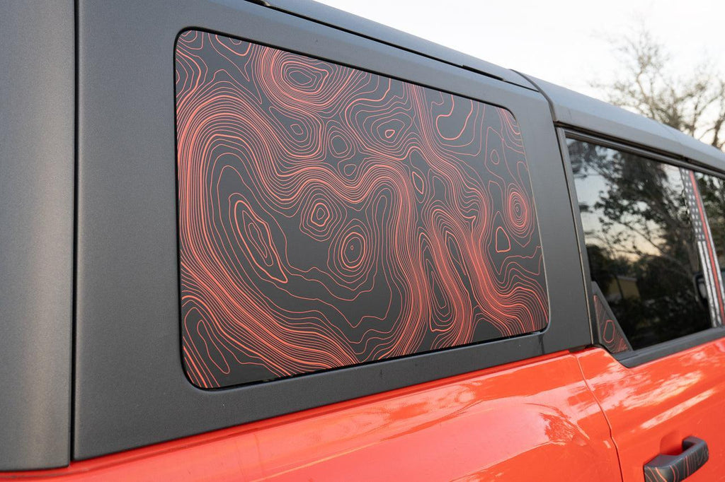Topo Hardtop Side Window Overlays - 2021+ Bronco 4 Door StickerFab