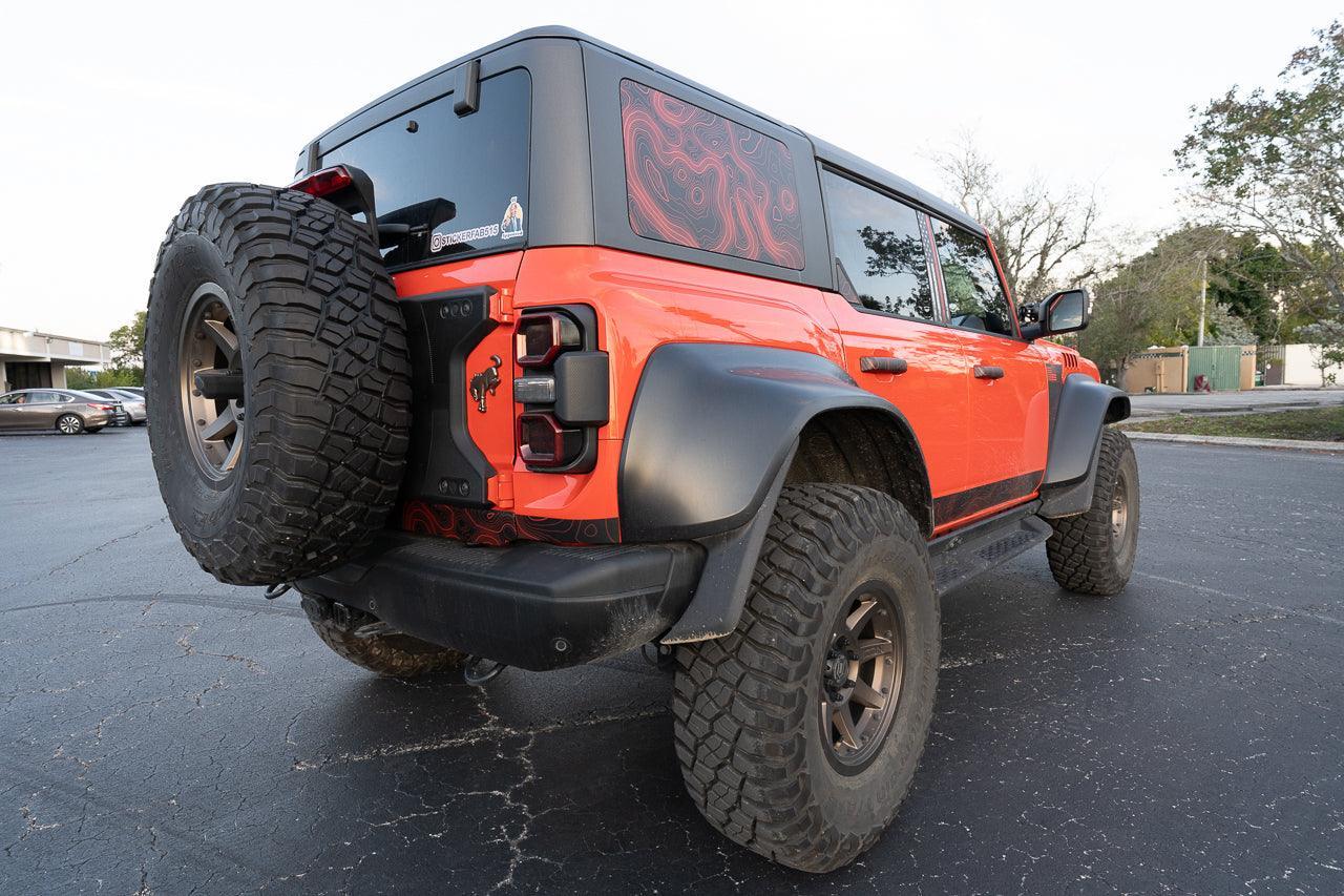 Topo Hardtop Side Window Overlays - 2021+ Bronco 4 Door StickerFab