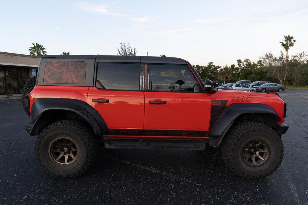 Topo Hardtop Side Window Overlays - 2021+ Bronco 4 Door StickerFab