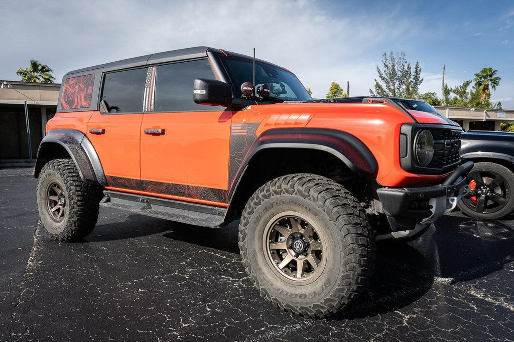Topo Hardtop Side Window Overlays - 2021+ Bronco 4 Door StickerFab