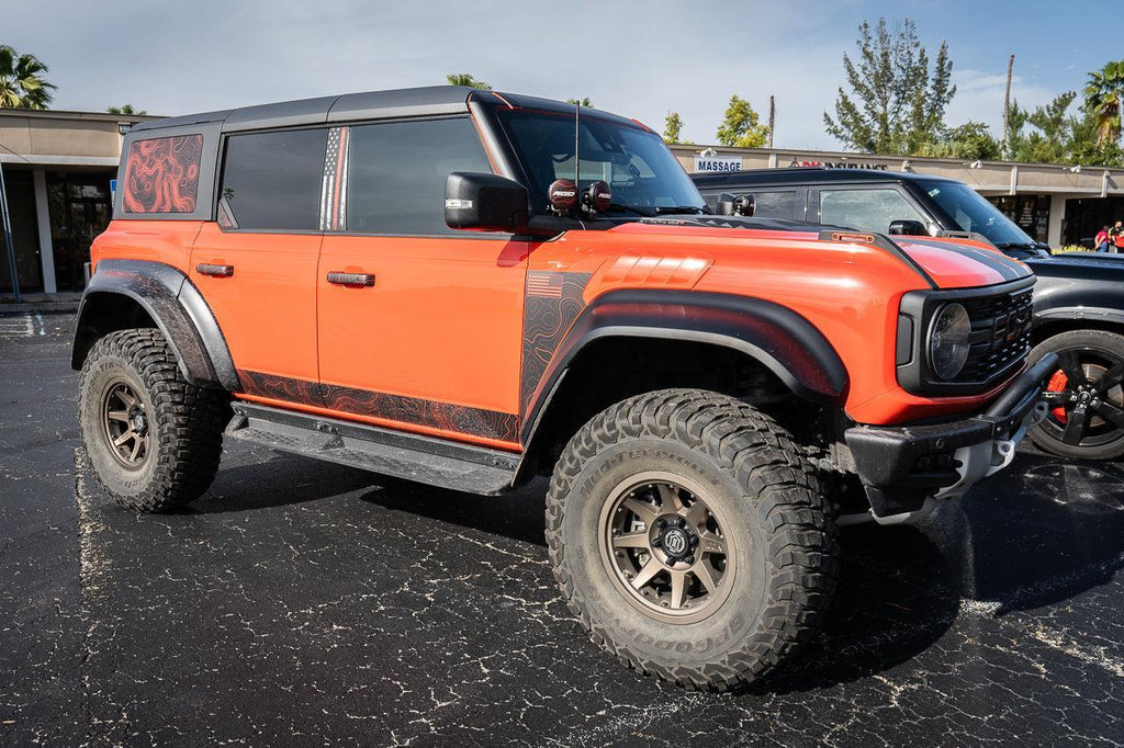 Topo Hardtop Side Window Overlays - 2021+ Bronco 4 Door StickerFab