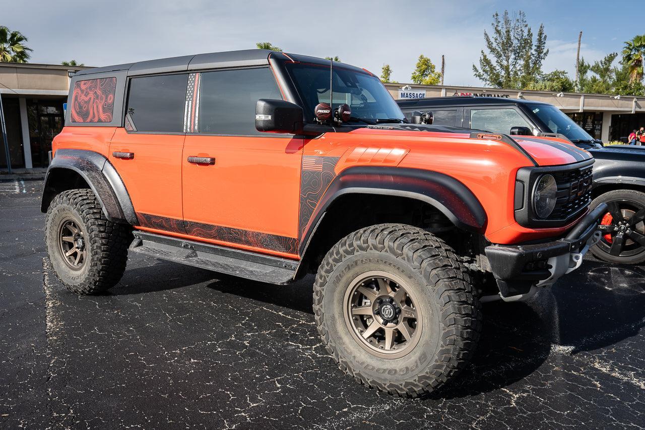 Topo Hardtop Side Window Overlays - 2021+ Bronco 4 Door StickerFab