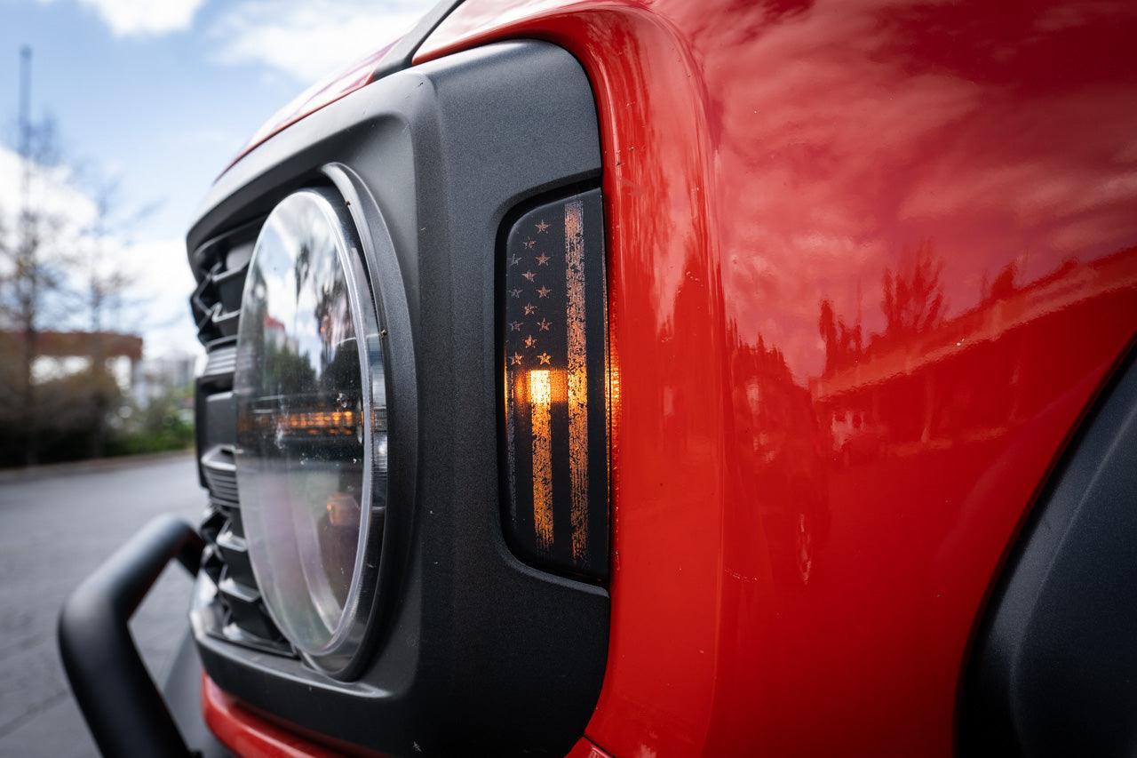 Distressed American Flag Sidemarker Overlays - 2021+ Bronco (ALL) StickerFab