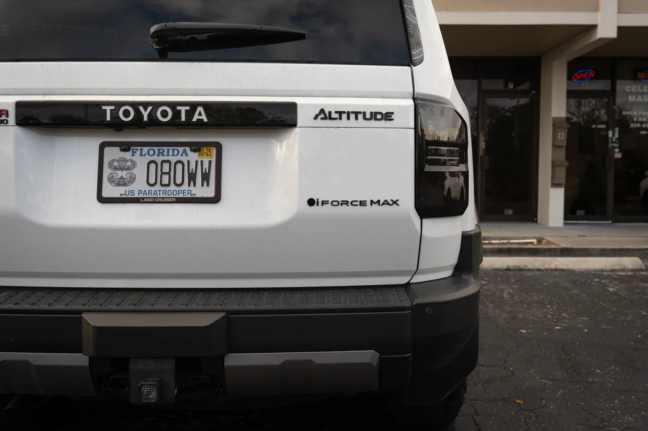 Black iForceMax Acrylic Tailgate Emblem - 2024+ Land Cruiser StickerFab
