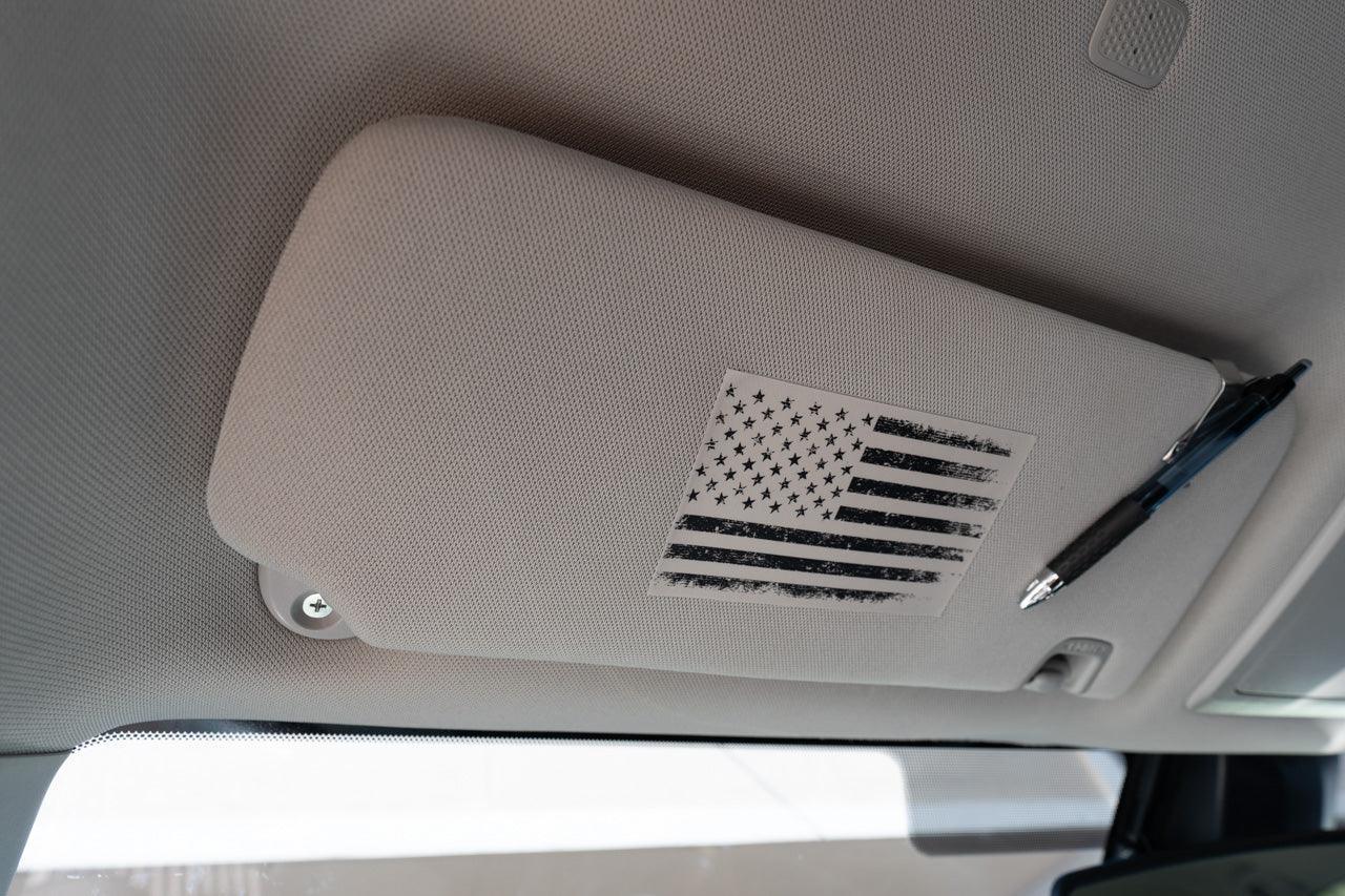 Sun Visor Airbag Label Distressed American Flag Overlays - 2016-2023 Tacoma StickerFab