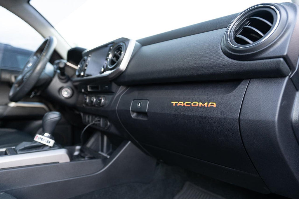 Glove Box "TACOMA" Logo Inlays (Printed Series) - 2016-2023 Tacoma StickerFab