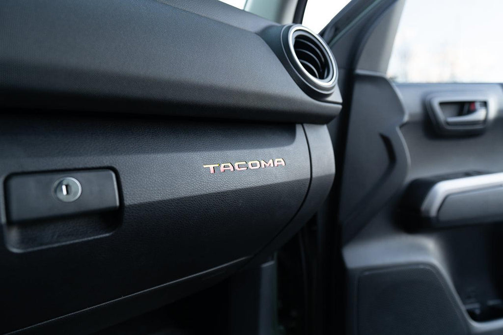 Glove Box "TACOMA" Logo Inlays (Printed Series) - 2016-2023 Tacoma StickerFab