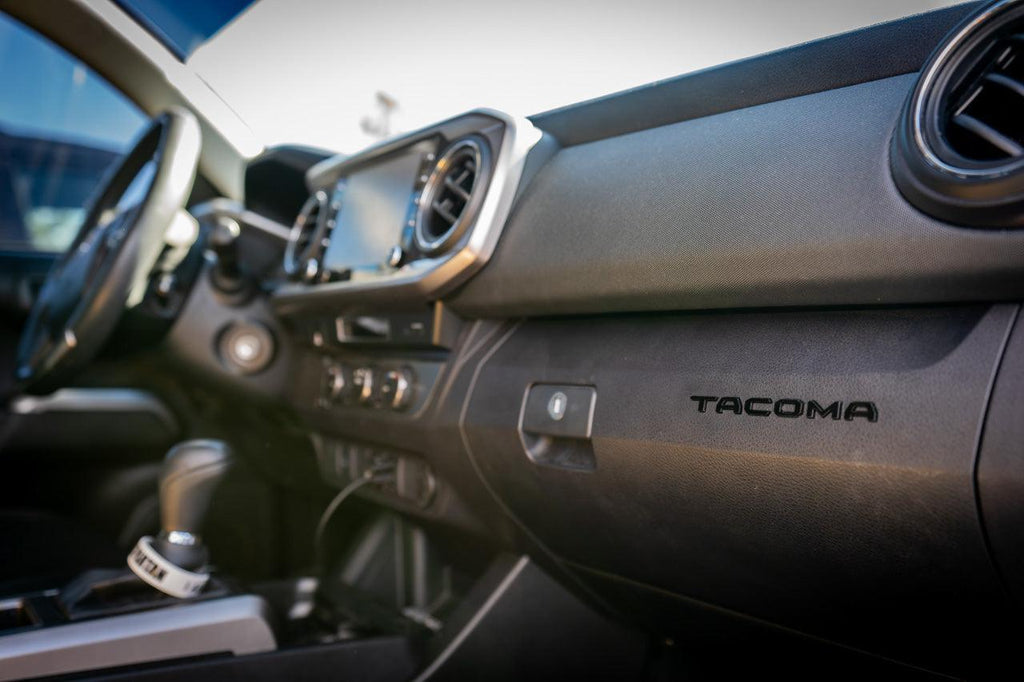 Glove Box "TACOMA" Acrylic Logo Inlays (Laser Series) - 2016-2023 Tacoma StickerFab