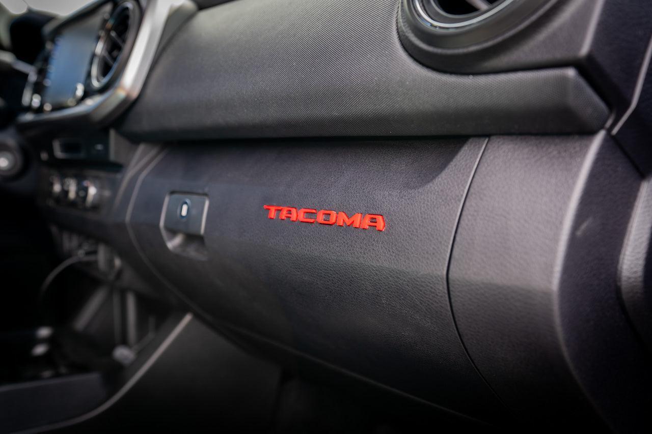 Glove Box "TACOMA" Acrylic Logo Inlays (Laser Series) - 2016-2023 Tacoma StickerFab