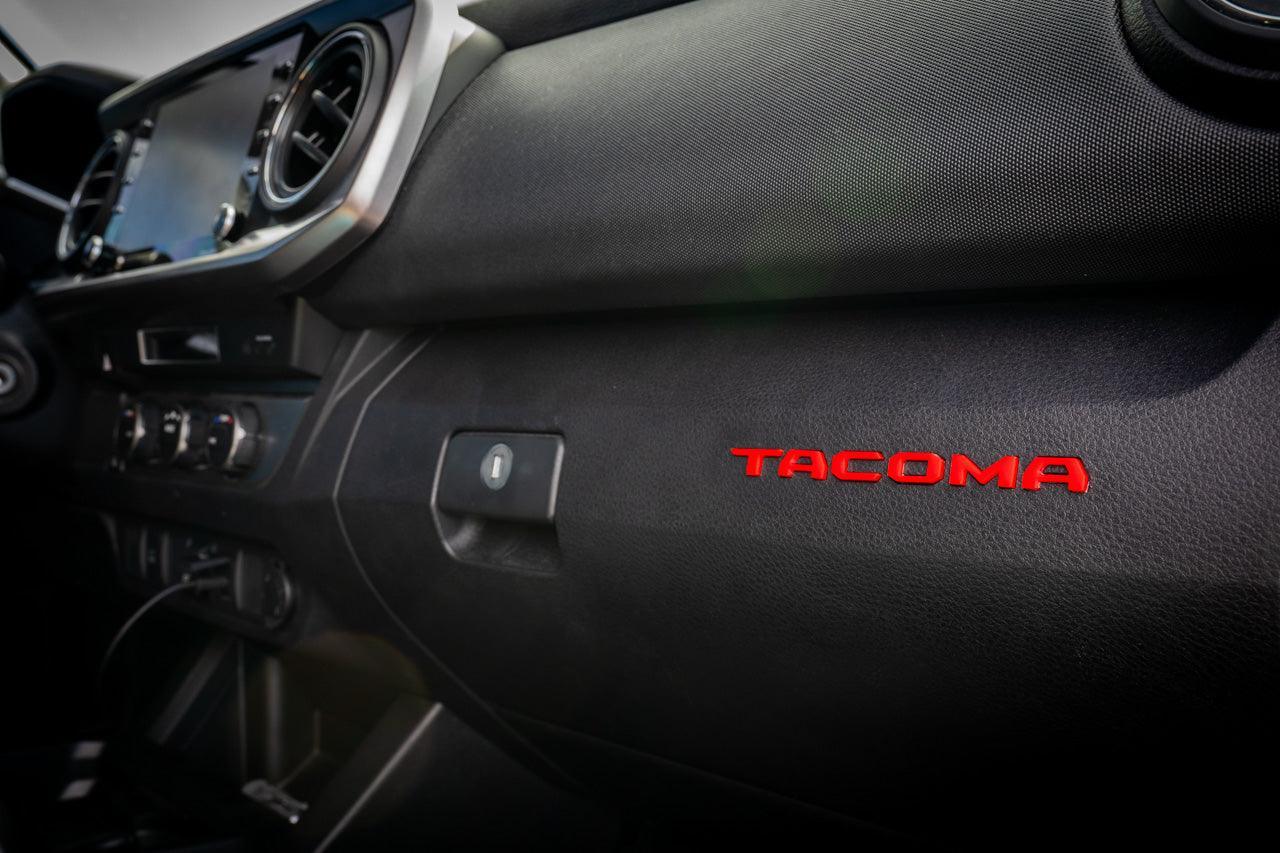 Glove Box "TACOMA" Acrylic Logo Inlays (Laser Series) - 2016-2023 Tacoma StickerFab