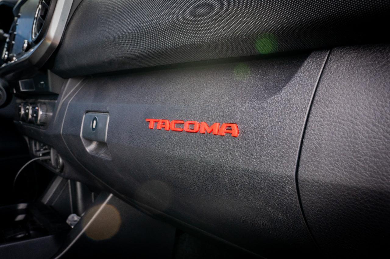 Glove Box "TACOMA" Acrylic Logo Inlays (Laser Series) - 2016-2023 Tacoma StickerFab