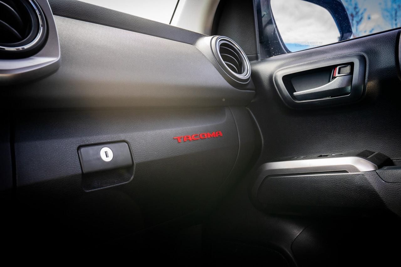 Glove Box "TACOMA" Acrylic Logo Inlays (Laser Series) - 2016-2023 Tacoma StickerFab