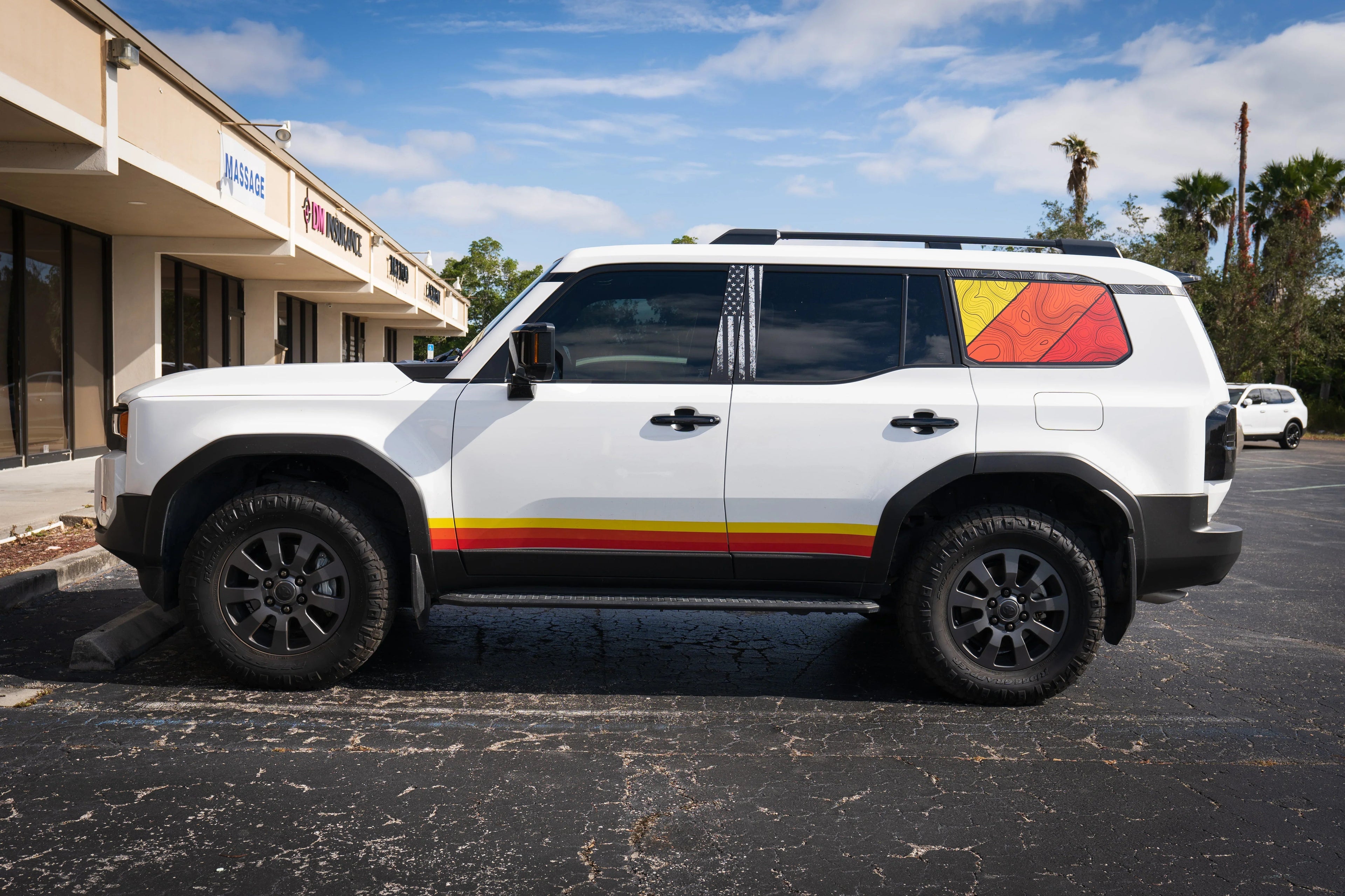 TRD Style Topographic Rear Window Overlays - 2024+ Land Cruiser StickerFab